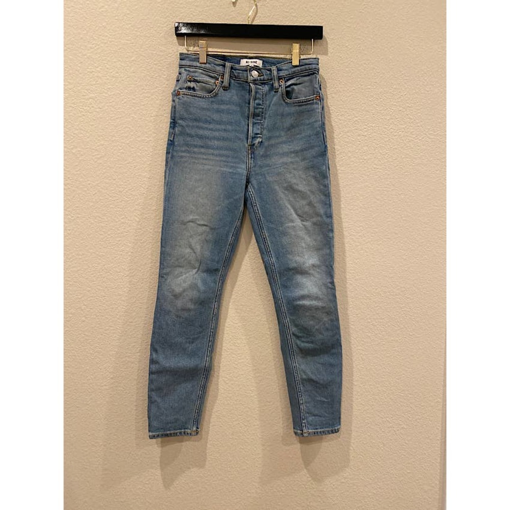 Re/Done 90's High Rise Ankle Crop Denim Jeans Hazy Indigo Size 26